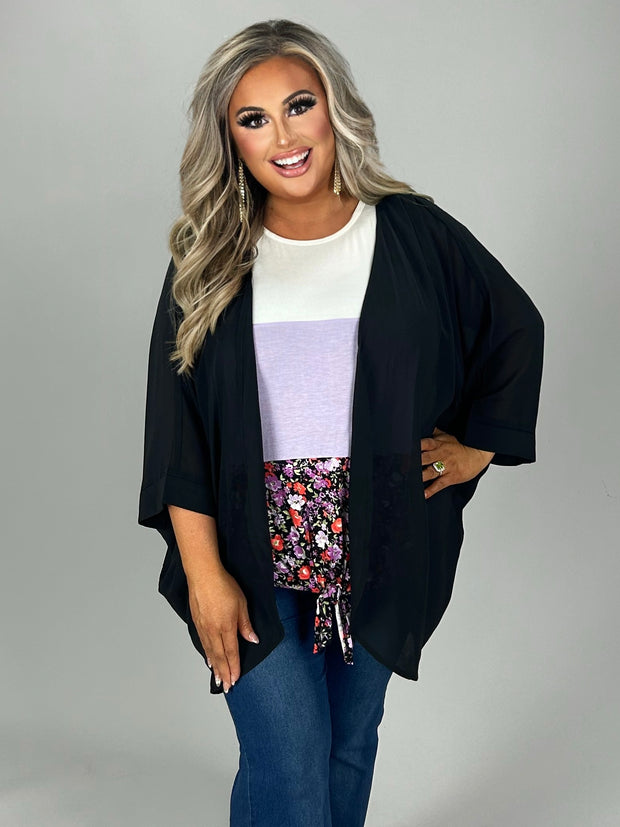 SALE!! 14 OT-X {Simply Polished} Black Sheer Kimono PLUS SIZE 1X 2X 3X