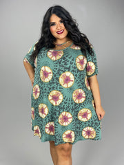 SALE!! 57 PSS-C {Feeling Superior} Teal Criss Cross Tie Dye Dress  EXTENDED PLUS SIZE 3X 4X 5X