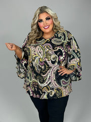 SALE!! 12 PQ {Ready For You} Purple/Mustard Paisley Print Top EXTENDED PLUS SIZE 4X 5X 6X