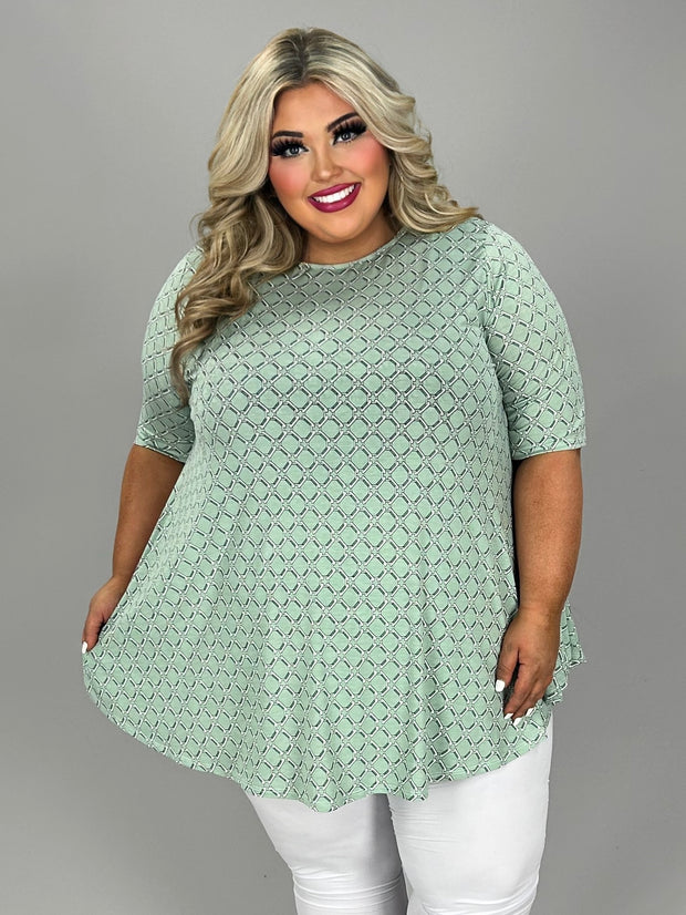 47 PSS {Chained To Fashion} Mint Chain Print Top EXTENDED PLUS SIZE 3X 4X 5X