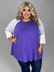 43 CP {Cards On The Table} Purple Leopard Contrast Tunic EXTENDED PLUS SIZE 4X 5X 6X