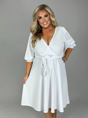 19 SSS-A {Simply Charmed} White A-Line Midi Dress w/Belt PLUS SIZE 1X 2X 3X