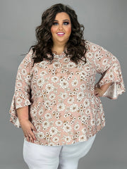 SALE!! 28 PQ {Devine Life} Mauve Floral V-Neck Top EXTENDED PLUS SIZE 4X 5X 6X