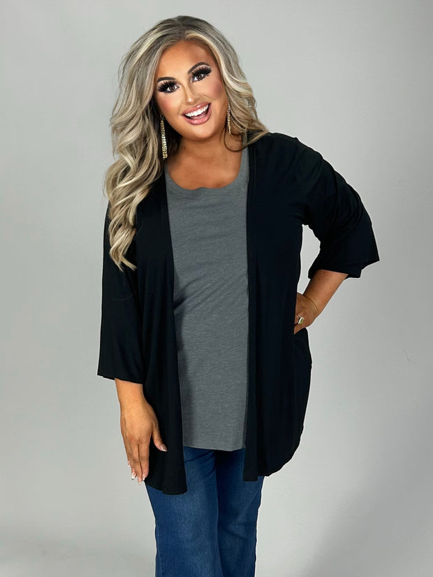 SALE!! 24 OT {Out Of The Shadows} Black 3/4 Sleeve Cardigan PLUS SIZE 1X 2X 3X