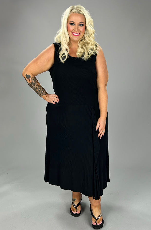 SALE!! LD-D  M-109  {Calvin Klein} Black Midi Dress Retail 129.50 PLUS SIZE 2X 3X