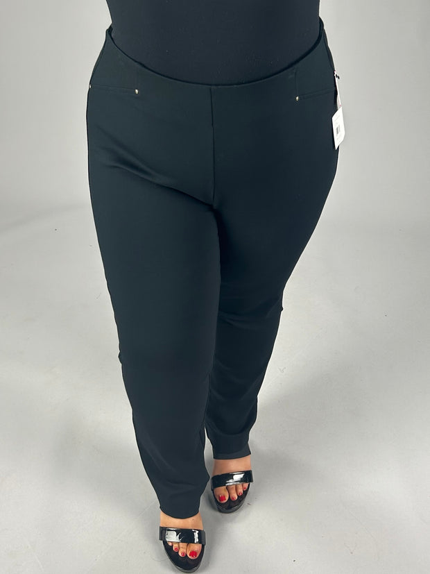 BT-R {Rafaella} Black Stretch Waistband Slim Leg Pants