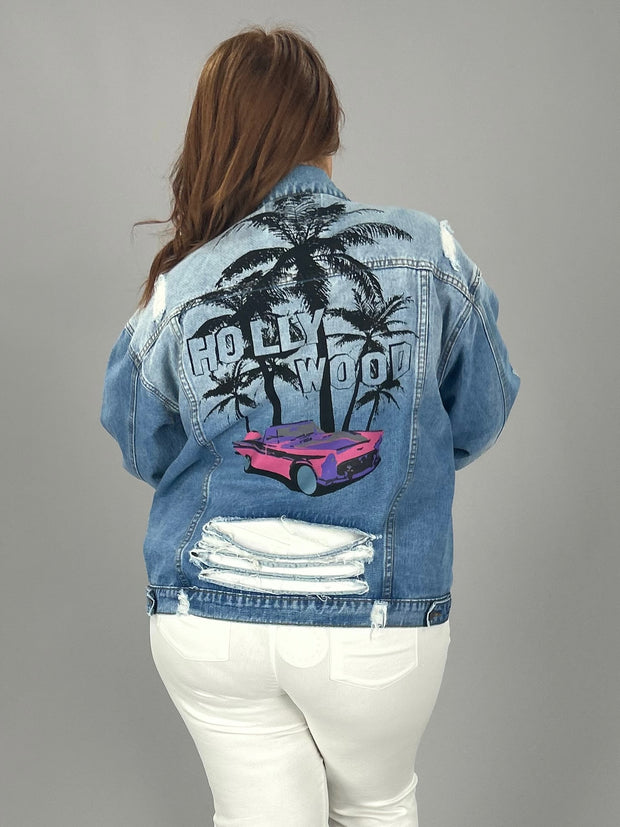 SALE!! 25 OT-C {Hollywood Jean} Distressed Denim Jacket PLUS SIZE 1X 2X 3X