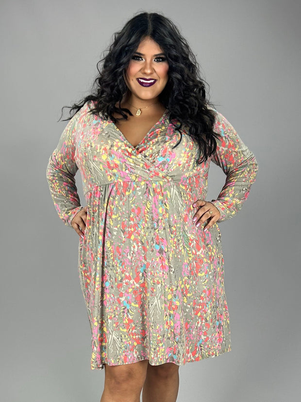 SALE!! 27 PLS-J {Confetti Dreams} Multi-Color Dress w/Pockets PLUS SIZE 1X 2X 3X