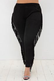 BT {Don't Have To Try} VOCAL Black Fringe Detail Pants PLUS SIZE XL 2X 3X