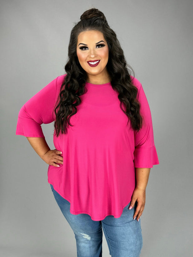 SALE!! 86 SQ-B {Living In Comfort} FUCHSIA Round Neck Tunic PLUS SIZE XL 2X 3X 4X 5X 6X