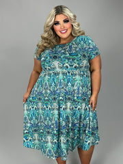 SALE!! 30 PSS {Honest Thoughts} Teal Print Babydoll Dress EXTENDED PLUS SIZE 1X 2X 3X 4X 5X