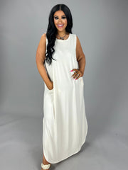 SALE!! LD-R {Happiest Of All}  Cream Sleeveless Long Dress PLUS SIZE 1X 2X 3X