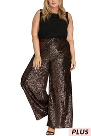 BT-F {Something Extra} Gold Sequin Wide Leg Pants PLUS SIZE XL 1X 2X