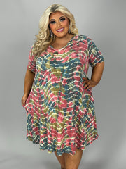 SALE!! 27 PSS {Absolute Treasure} Teal/Mauve Tie Dye Dress EXTENDED PLUS SIZE 3X 4X 5X