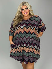 SALE!! 18 PQ {Smooth Talking} Multi-Color Zig Zag Print Dress EXTENDED PLUS SIZE 4X 5X 6X