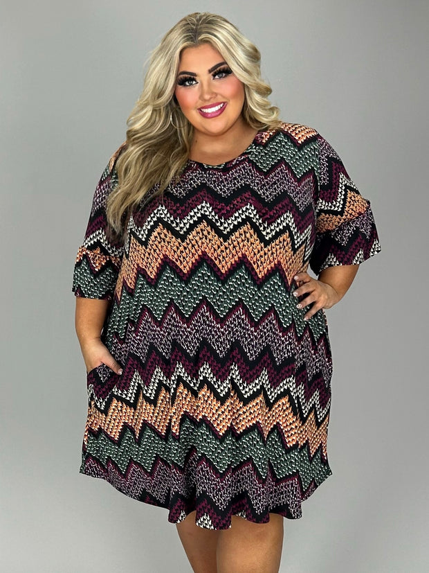 SALE!! 18 PQ {Smooth Talking} Multi-Color Zig Zag Print Dress EXTENDED PLUS SIZE 4X 5X 6X