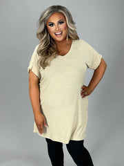 SALE! 45 SSS-E {Simple Ease} Heather Beige V-Neck Top PLUS SIZE 1X 2X 3X