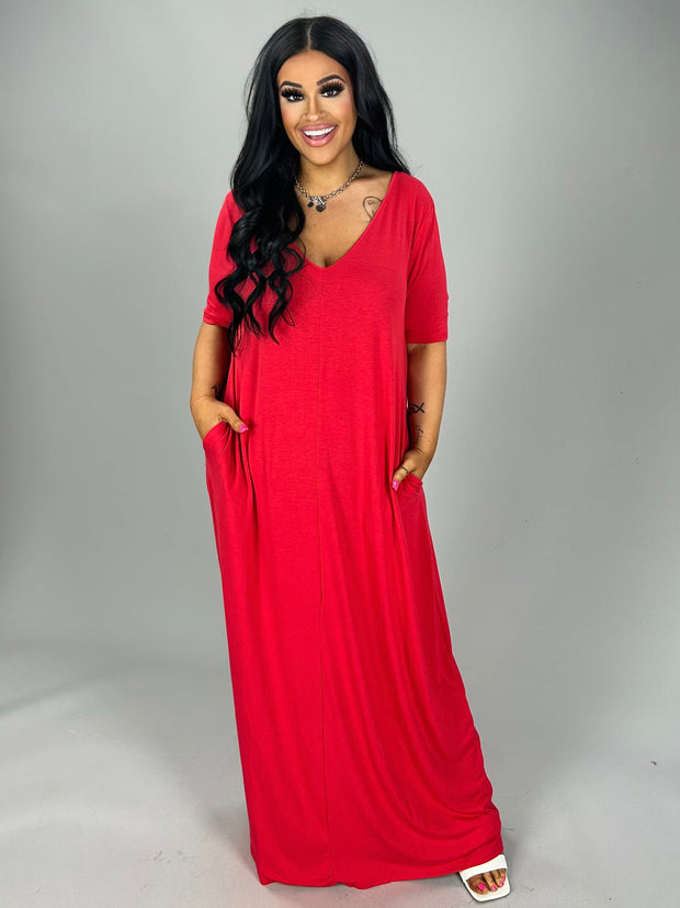 SALE!!  LD-O/P {Evolving Love} RUBY RED V-Neck Maxi Dress PLUS SIZE 1X 2X 3X