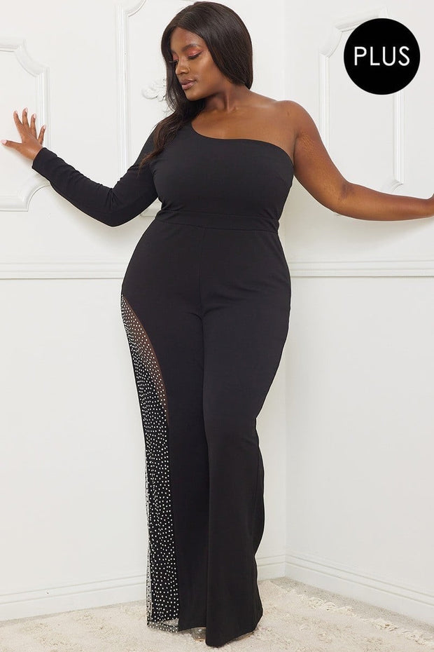 40 RP {High Expectations} Black One Shoulder Jumpsuit PLUS SIZE XL 2X 3X