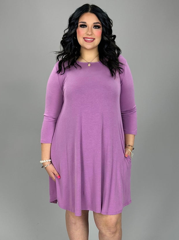 50 SQ-F (Simply Cute) Solid Lilac Tunic with Pockets 1X 2X 3X Plus Size