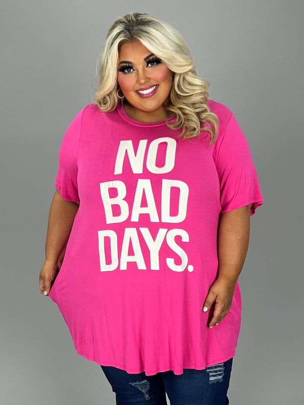 SALE!! 97 GT-X {No Bad Days} Fuchsia Graphic Tee  CURVY BRAND!!!  EXTENDED PLUS SIZE XL 2X 3X 4X 5X 6X (May Size Down 1 Size)