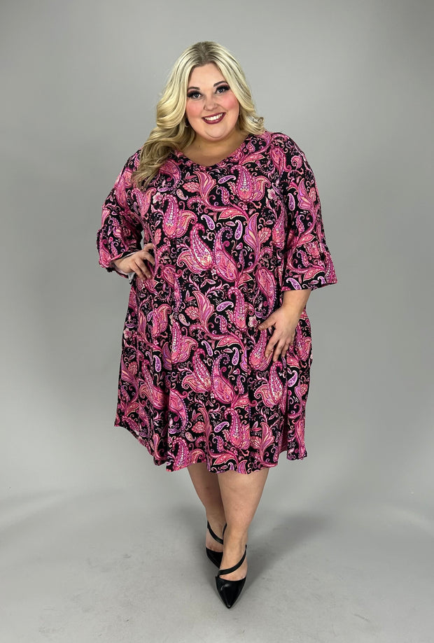 28 PQ {When She Smiles} Black Magenta Paisley Dress EXTENDED PLUS SIZE 4X 5X 6X