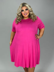 61 SSS-K {Secret Admirer} Fuchsia Midi Dress w/Pockets EXTENDED PLUS SIZE 4X 5X 6X