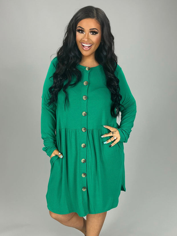 SALE!! 22 SLS-O {This Is Why} Green Button Detail Tunic PLUS SIZE XL 2X 3X