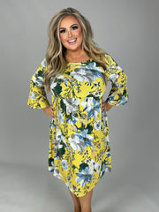 62 PSS-U {Truly Darling} Yellow Floral Open Back Dress PLUS SIZE 1X 2X 3X