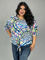 SALE!! 23 PSS-Q {Making Favors} Blue Tie Dye Hi/Low Top PLUS SIZE XL 2X 3X