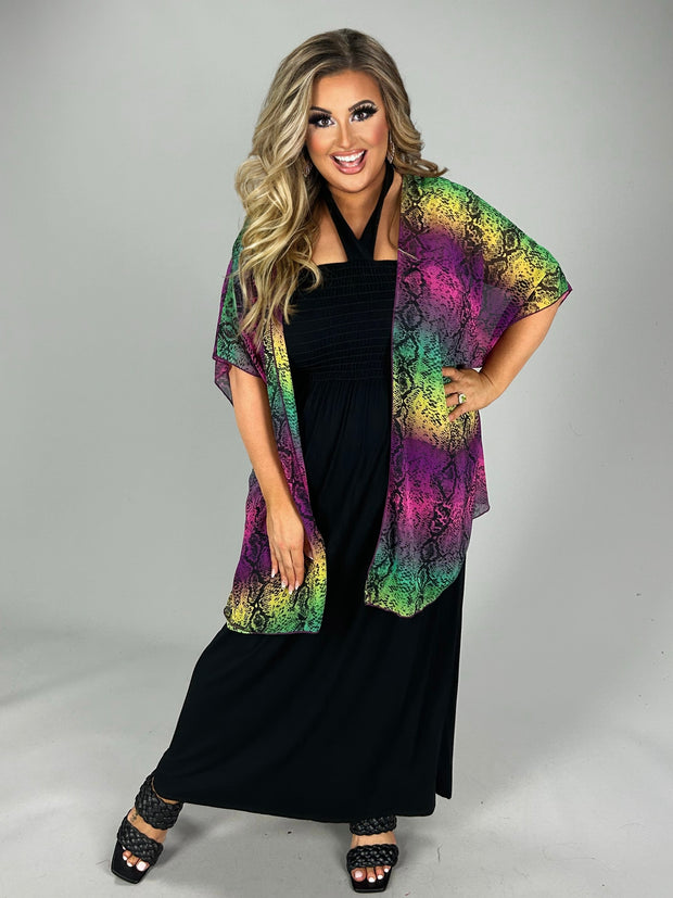 67 OT-B {Wild For You} Multi Color Snake Skin Kimono Plus Size 1X 2X 3X