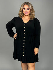 SALE!! 58 SLS {I Have Arrived} Black Tiered Dress w/Buttons PLUS SIZE 1X 2X 3X