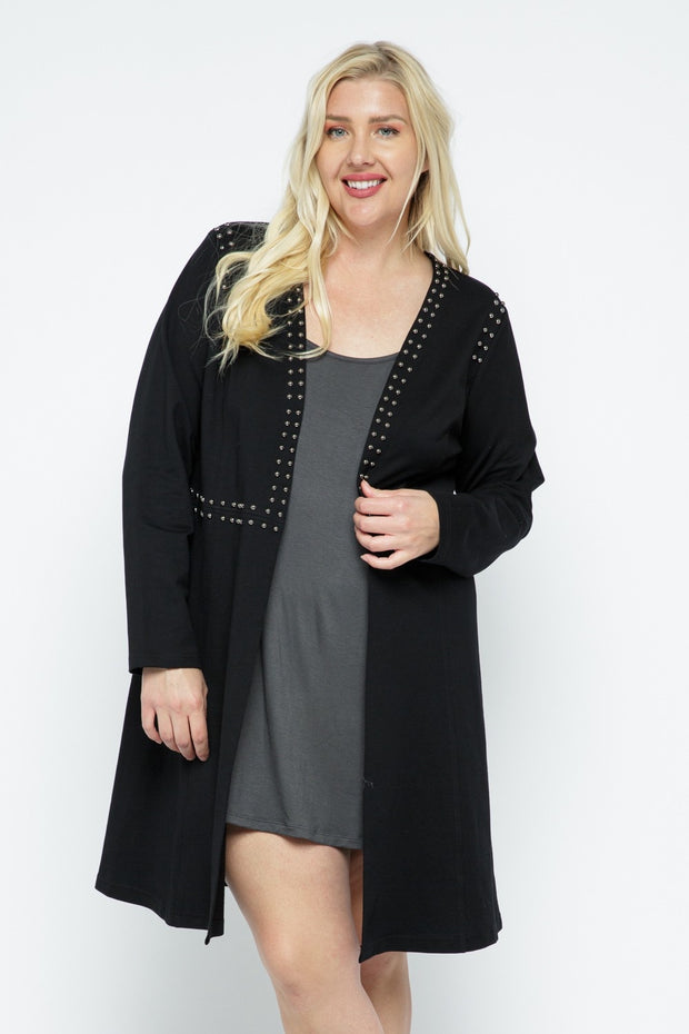 21 OT {Studded Beauty} VOCAL Black Cardigan w/Stud Detail PLUS SIZE XL 2X 3X