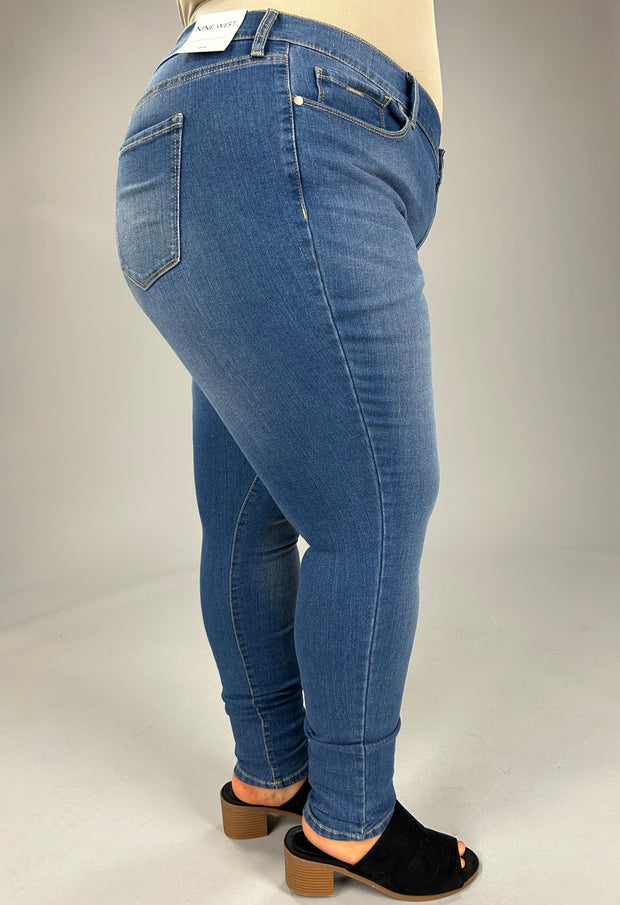 BT-U {Nine West} Med. Blue Cigarette Mid Rise Skinny Jeans PLUS SIZE 18