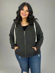 20 OT-I {Warm & Fuzzy} ASH GREY Zip Jacket  PLUS SIZE 1X 2X 3X