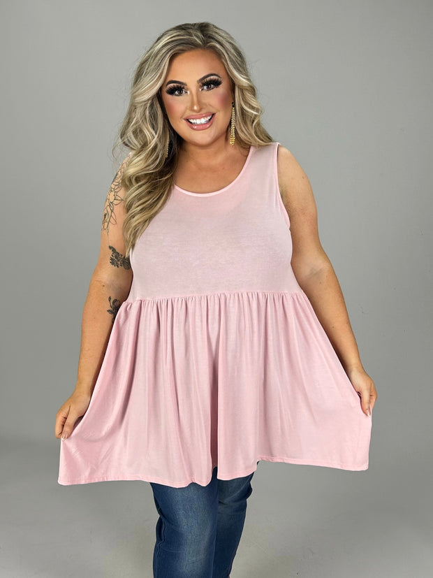 75 SV {Never Better} Dusty Pink Sleeveless Babydoll Top PLUS SIZE 1X 2X 3X