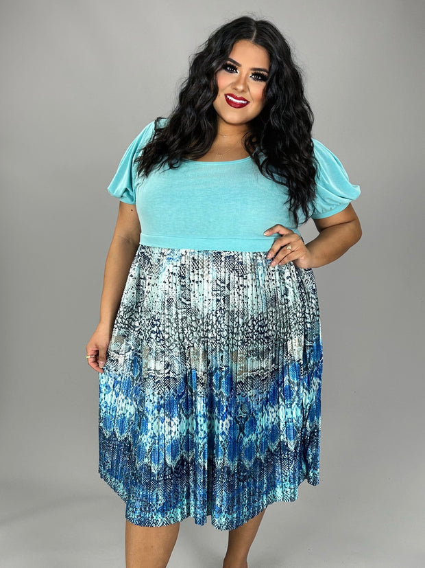 99 CP-Z {Take Me On Vacay} Mint Snake Skin Print Dress PLUS SIZE 1X 2X 3X