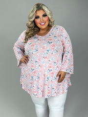 67 PQ {Small Victories} Pink Floral V-Neck Tunic EXTENDED PLUS SIZE 3X 4X 5X