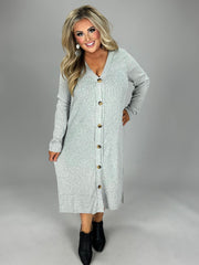 23 OT-L {Close To You} H. Grey Ribbed Button Up Duster  PLUS SIZE 1X 2X 3X