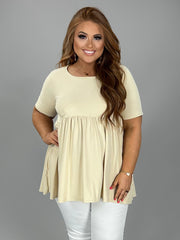 SALE!! 68 SSS-W {Blessed With Curvy} Taupe Babydoll Tunic PLUS SIZE 1X 2X 3X