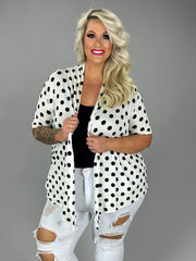 25 OT {Dots On Call} White/Black Polka Dot Cardigan PLUS SIZE XL 2X 3X