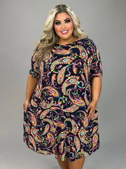 26 PSS {Easy Choice} Navy/Yellow Paisley Dress EXTENDED PLUS SIZE 3X 4X 5X