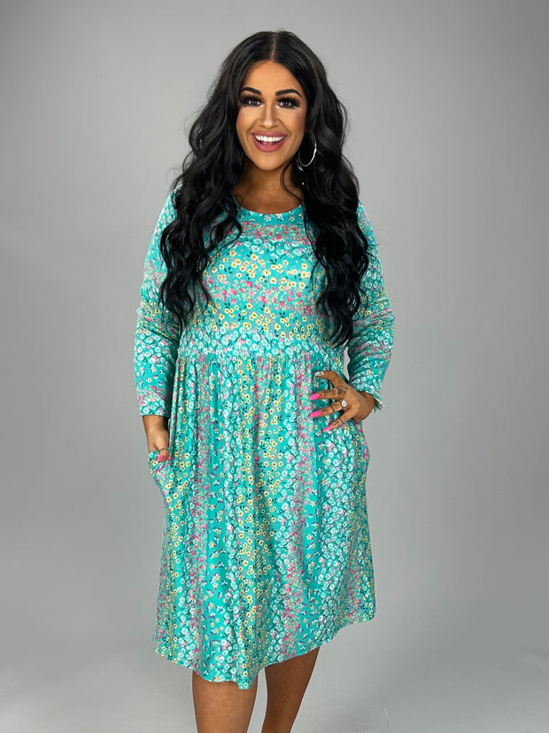 15 PQ {Season Of Love} Mint Floral Babydoll Dress PLUS SIZE 1X 2X 3X