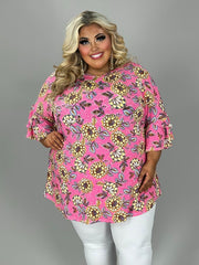 24 PSS {Making Life Great} Pink/Yellow Floral Top EXTENDED PLUS SIZE 4X 5X 6X (Size Up 1 Size)