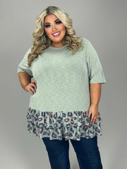 SALE!! 63 CP {Hear Me Roar} Sage Tunic w/Leopard Ruffle EXTENDED PLUS SIZE 4X 5X 6X