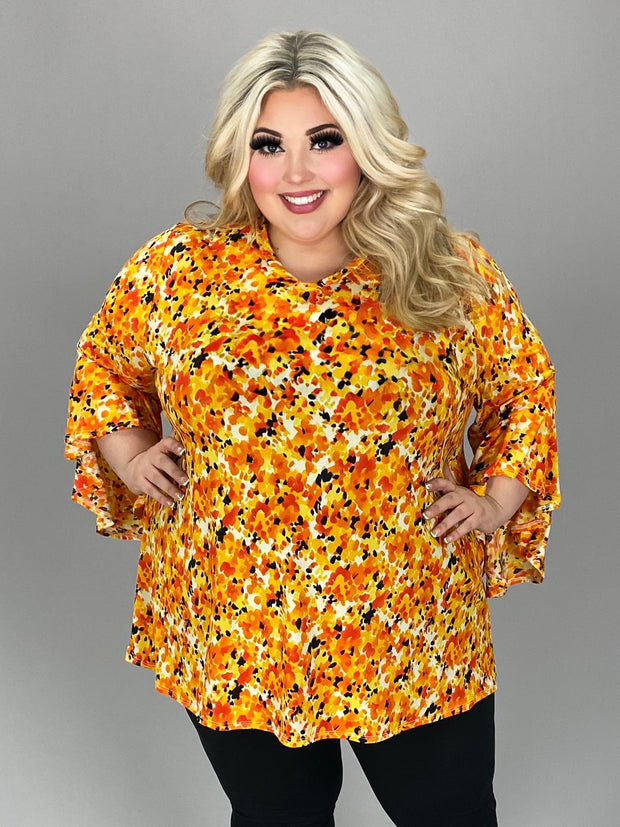 55 PQ {Unique & Interesting} Orange & Yellow V-Neck Tunic EXTENDED PLUS SIZE 4X 5X  6X