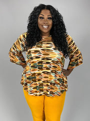 30  PQ {Front Row Ready} Brown/Mocha Print Top  PLUS SIZE 1X 2X 3X