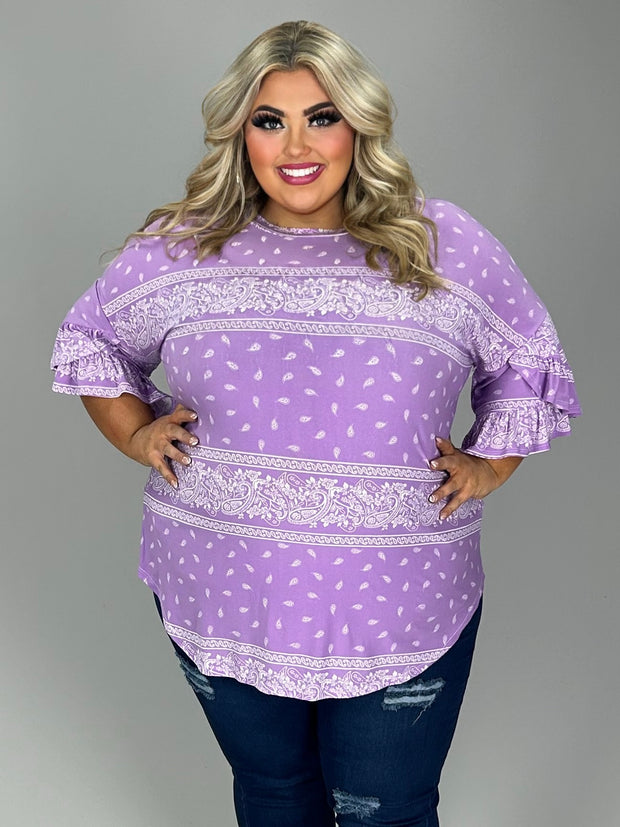 63 PSS {Dedicated To Love} Lilac Paisley Print Top EXTENDED PLUS SIZE 4X 5X 6X