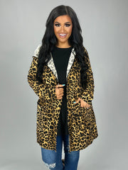 SALE!   22 OT-P {Hold On Tight} Leopard Hooded Cardigan  PLUS SIZE XL 2X 3X