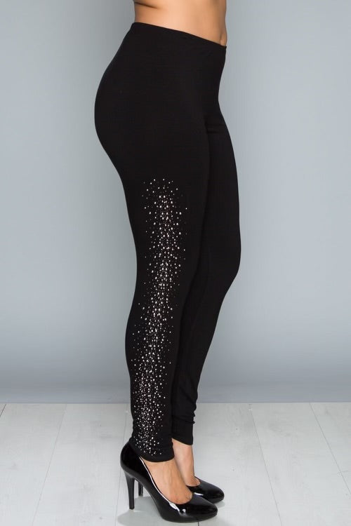 BT {Losing Your Mind} Vocal Black Leggings w Rhinestone Detail PLUS SIZE 1X 2X 3X